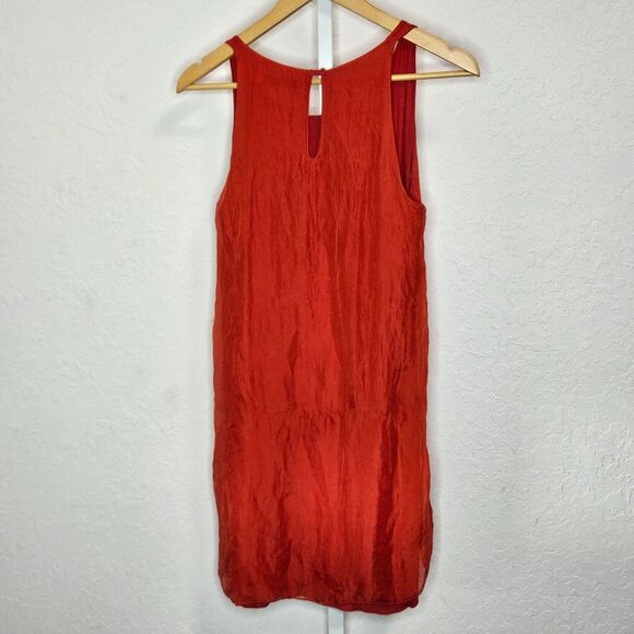 Susy Mix Italy Red Crinkle Silk Sleeveless Dress Lined Women's‎ Size Medium - Picture 5 of 7